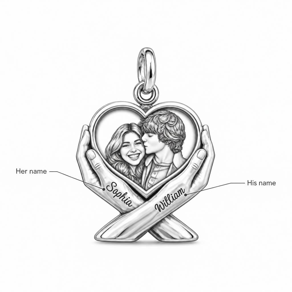 Hands Holding Heart Charm Bracelet – Personalized Couple Gift – personalization guide
