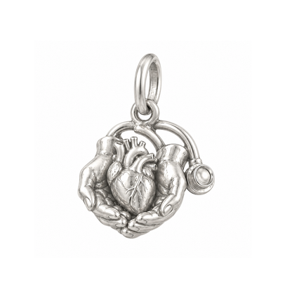 Hands Protecting a Heart Charm — Silver — 50-works-silver-20260916-20