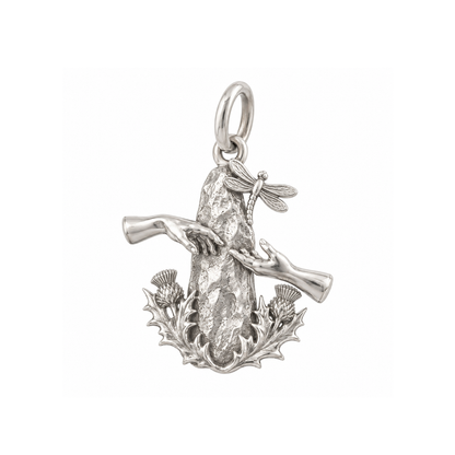 Hands Reaching Through Stone Charm — Silver — 50-works-silver-20260916-85
