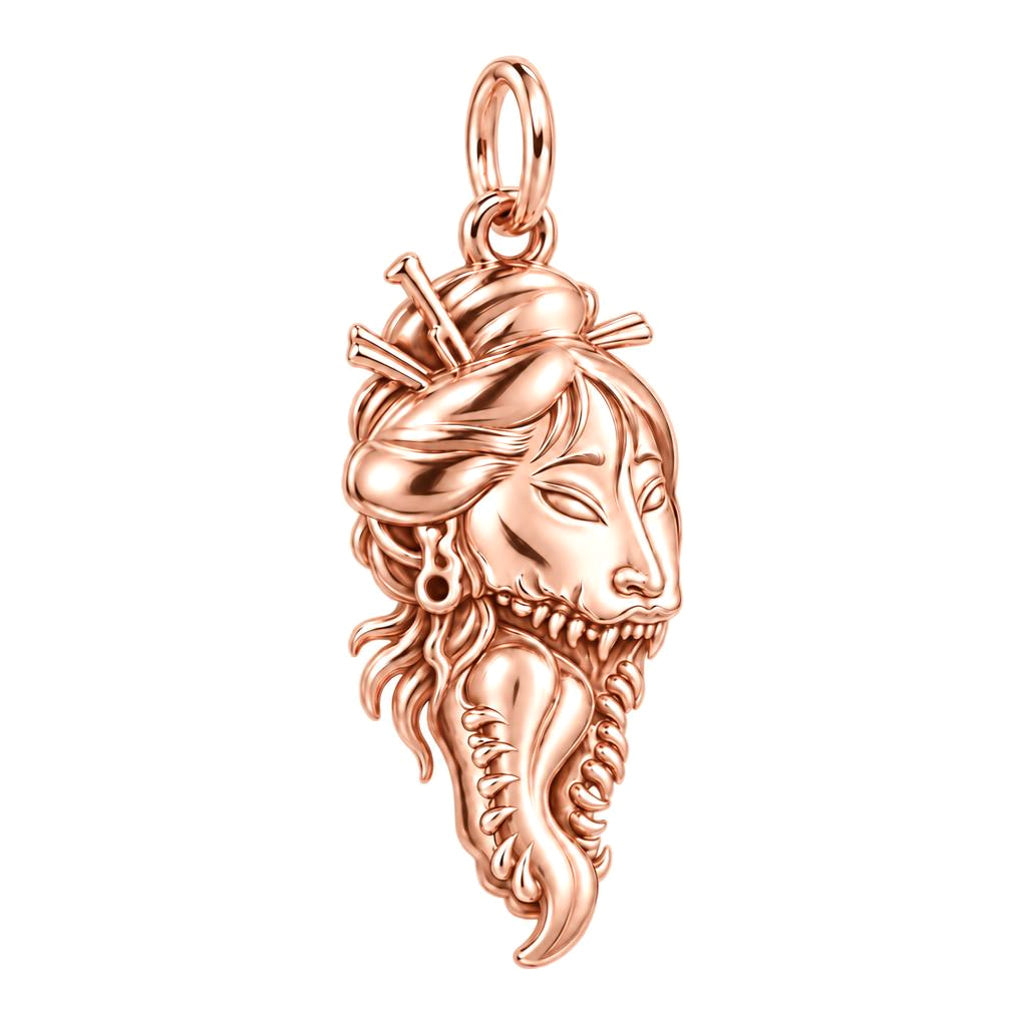 Hannya Spirit Mask Charm Bracelet – Personalized Goth Gift – rose gold charm, front view