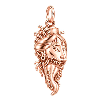 Hannya Spirit Mask Charm Bracelet – Personalized Goth Gift – rose gold charm, front view