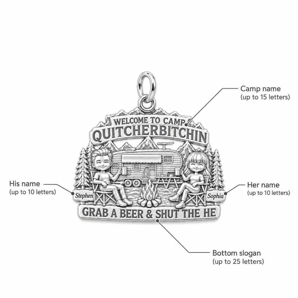 Happy Camper Couple Charm Bracelet – Personalized Couple Gift – personalization guide