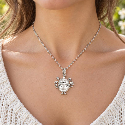 Happy Little Acorn Charm Necklace Set – worn / in use