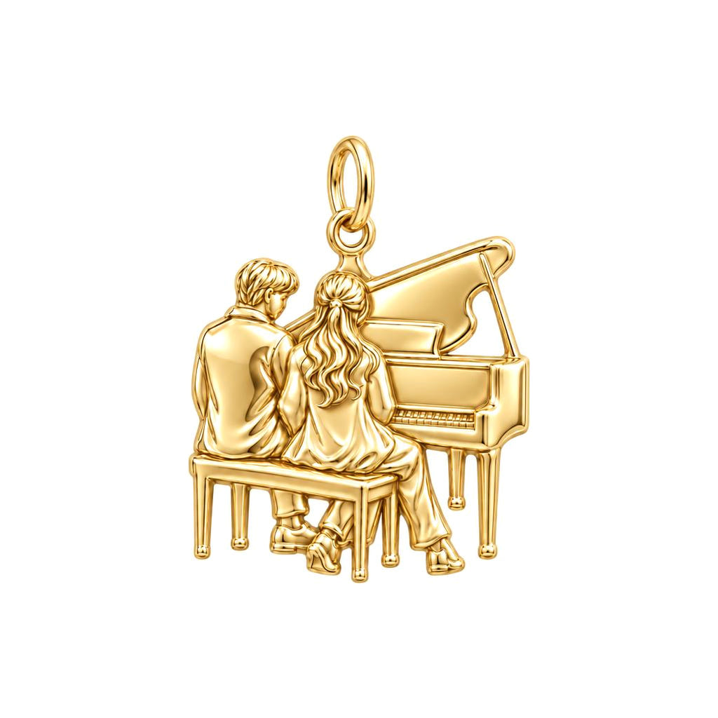 Harmonious Duet Charm Bracelet – Personalized Couple Gift – 18K gold charm, front view