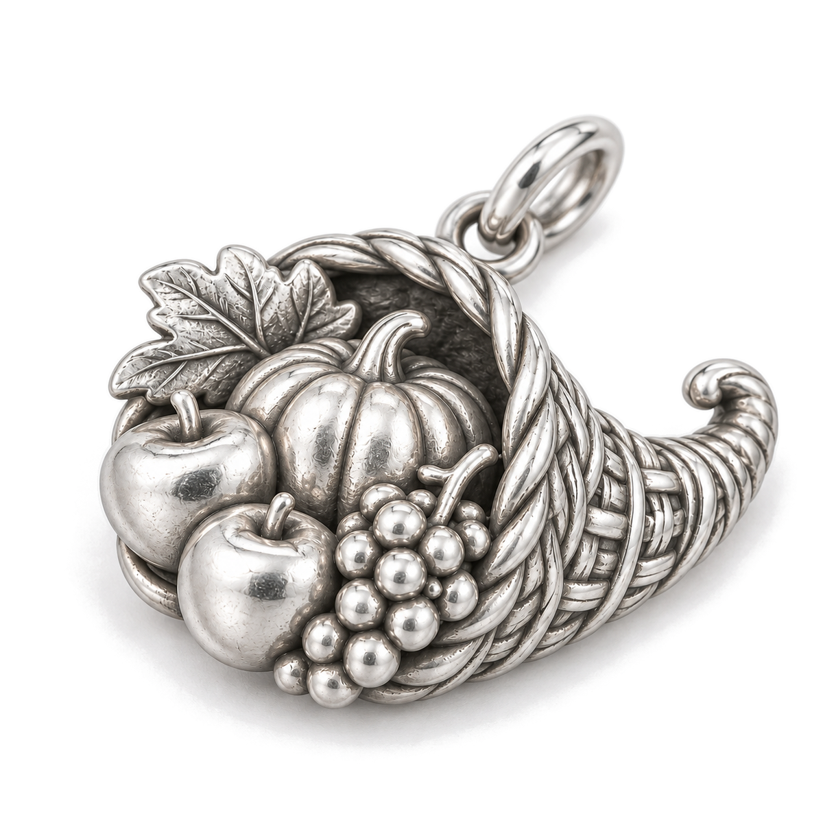 Harvest Cornucopia Charm — Silver Super Macro | charm-topics-remaining-444-2026-09-14 | topic-039