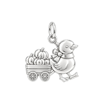 Harvest Duckling Charm Bracelet – Personalized Mom Gift – silver charm, front view