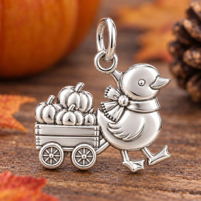 Harvest Duckling Charm Bracelet – Personalized Mom Gift – macro detail of the charm