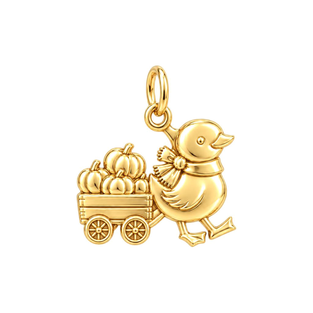 Harvest Duckling Charm Bracelet – Personalized Mom Gift – 18K gold charm, front view