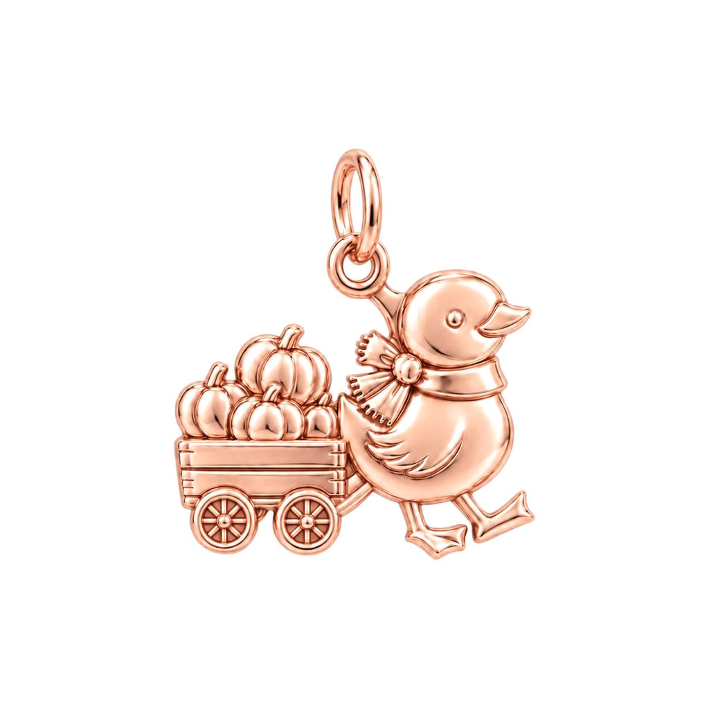 Harvest Duckling Charm Bracelet – Personalized Mom Gift – rose gold charm, front view