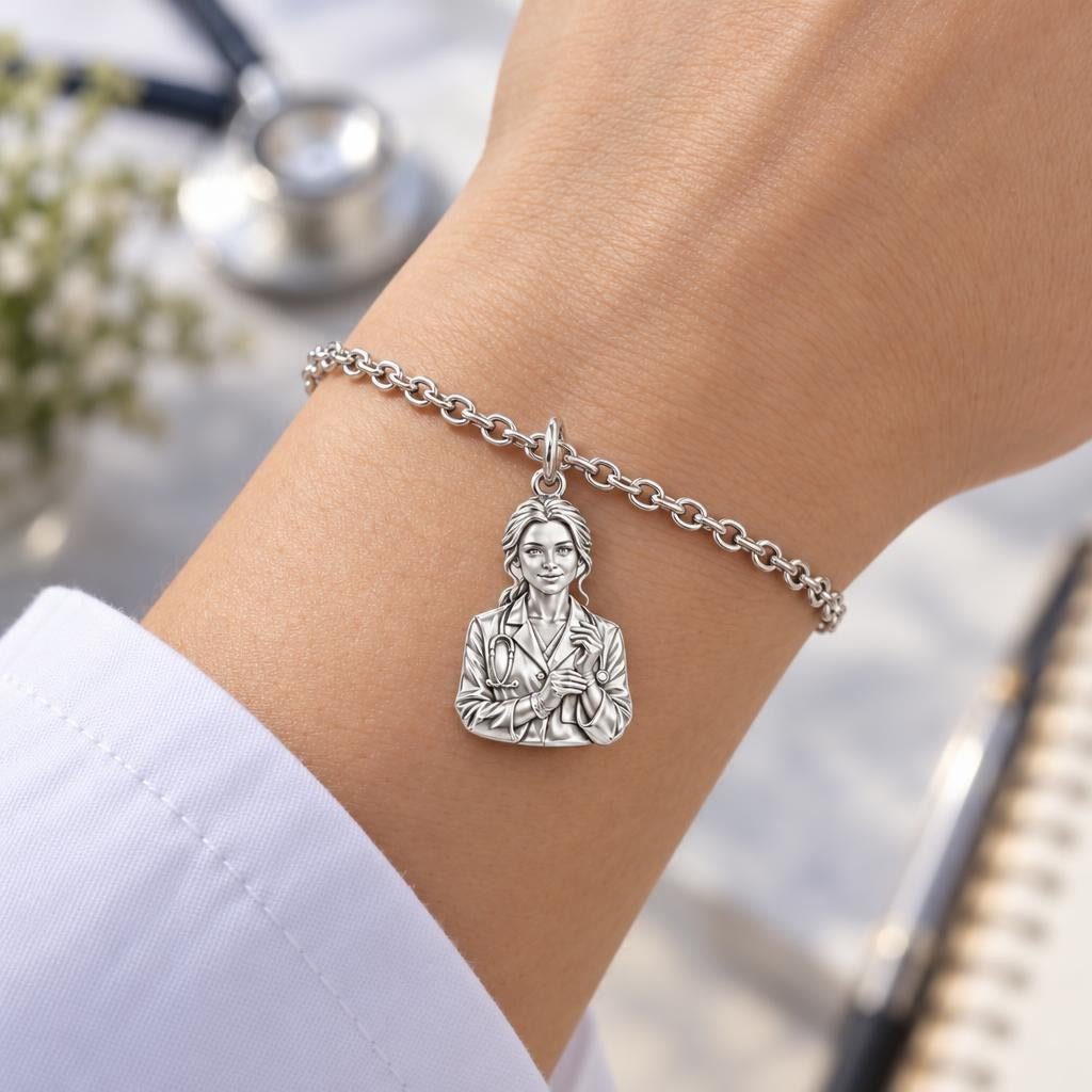 Healing Hands Portrait Charm Bracelet Set – worn / in use