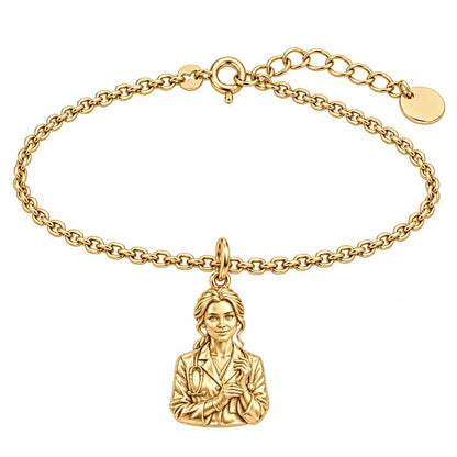 Healing Hands Portrait Charm Bracelet Set – 18K gold, front view