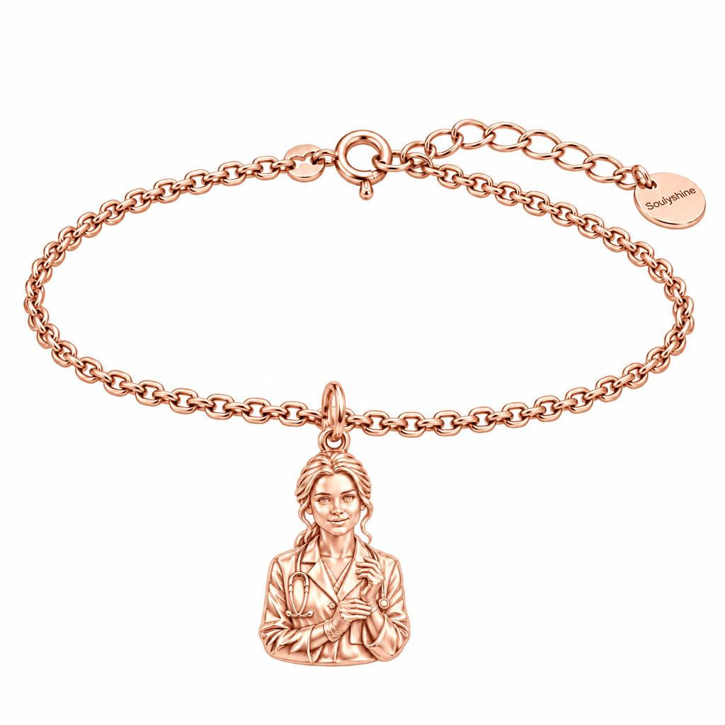Healing Hands Portrait Charm Bracelet Set – rose gold, front view