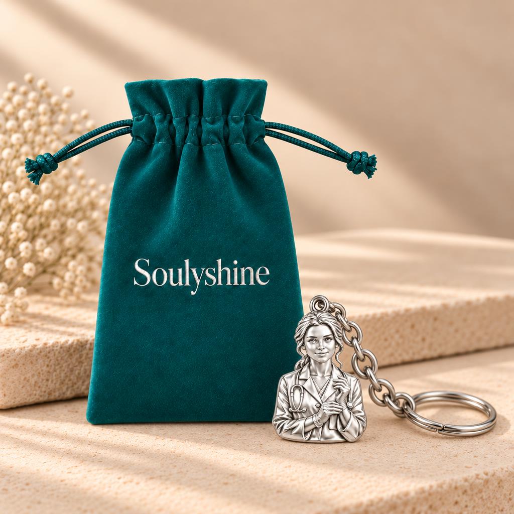 Healing Hands Portrait Charm Keychain – Soulyshine velvet gift pouch