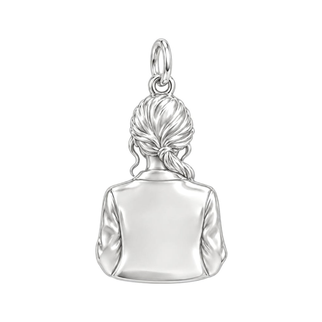 Healing Hands Portrait Charm Necklace Set – back of the charm, engraving area
