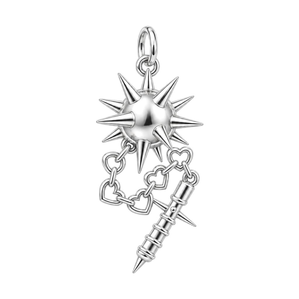 Heart Chain Morning Star Charm Bracelet – Personalized Gift – silver charm, front view
