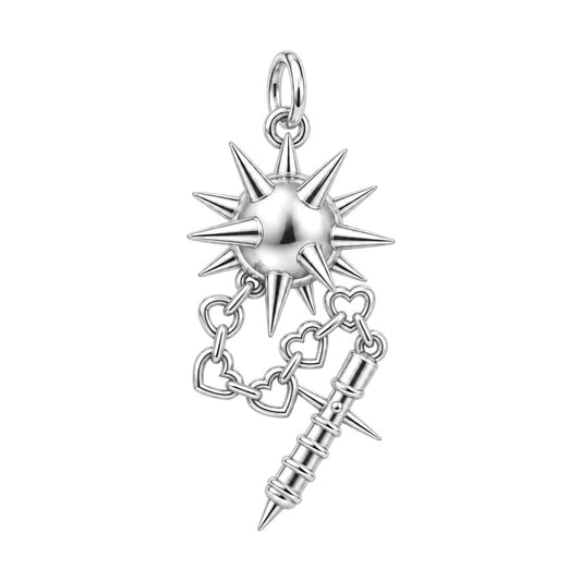 Heart Chain Morning Star Charm Bracelet – Personalized Gift – silver charm, front view