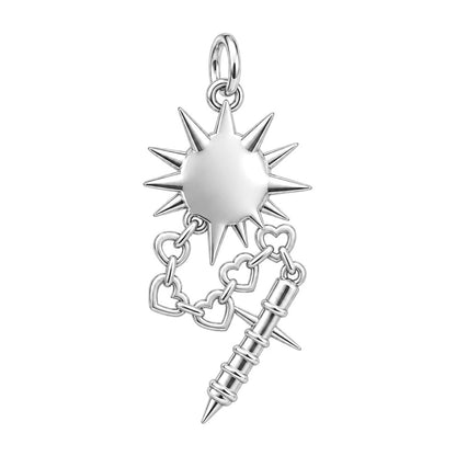 Heart Chain Morning Star Charm Bracelet – Personalized Gift – back of the charm, engraving area