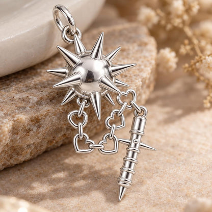 Heart Chain Morning Star Charm Bracelet – Personalized Gift – macro detail of the charm