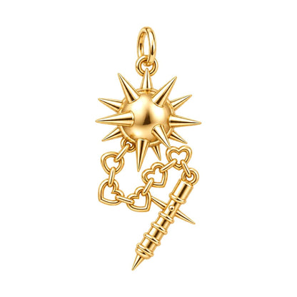Heart Chain Morning Star Charm Bracelet – Personalized Gift – 18K gold charm, front view