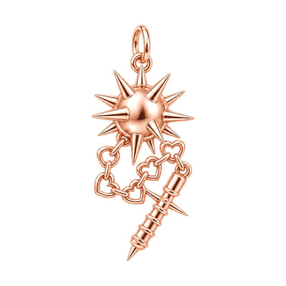 Heart Chain Morning Star Charm Bracelet – Personalized Gift – rose gold charm, front view