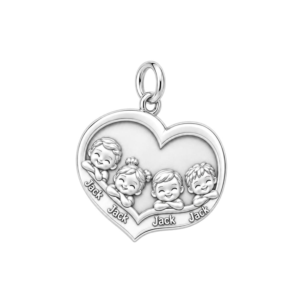 Heart Full of Littles Charm Bracelet – Personalized Mom Gift – silver plated 3 cm charm, front view