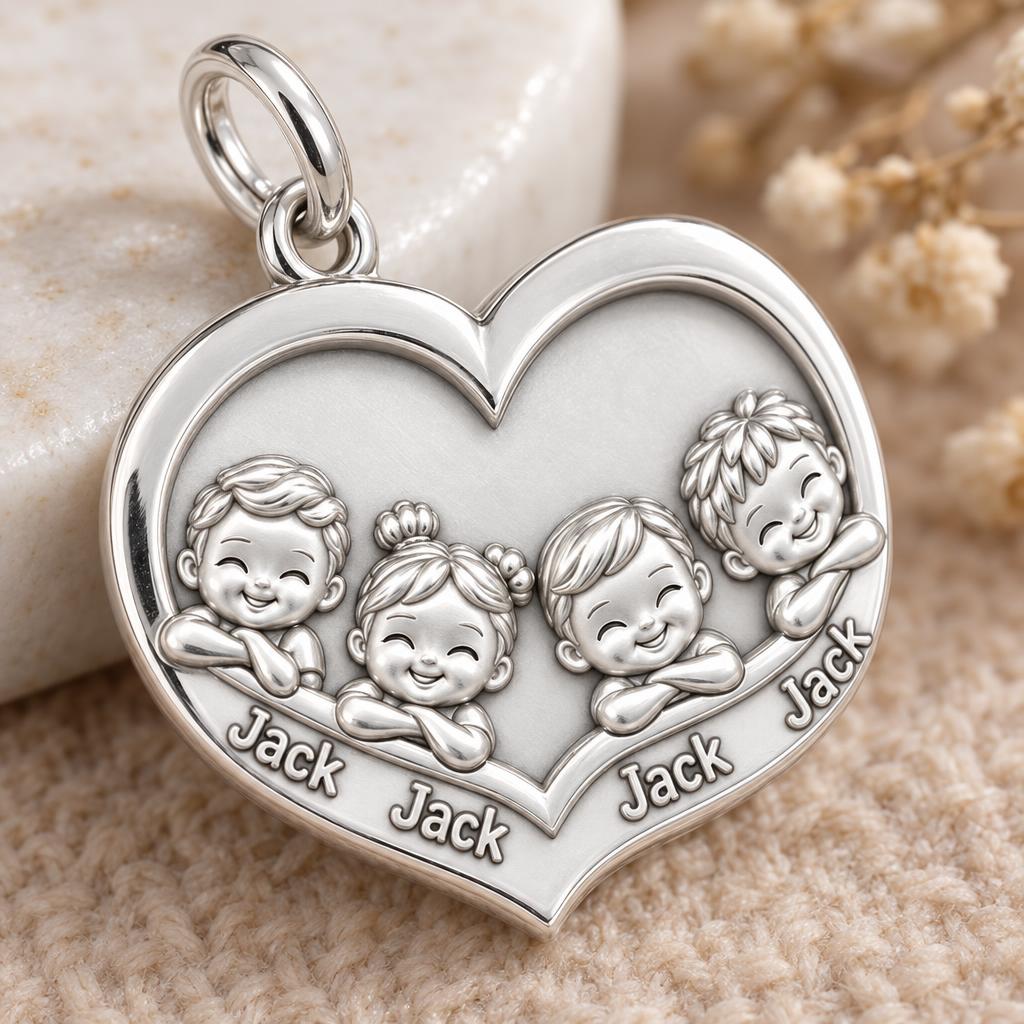 Heart Full of Littles Charm Bracelet – Personalized Mom Gift – macro detail of the charm