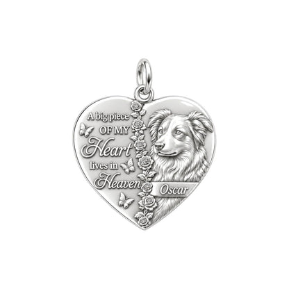 Heart in Heaven Charm Bracelet – Personalized Dog Mom Gift – silver plated 3 cm charm, front view