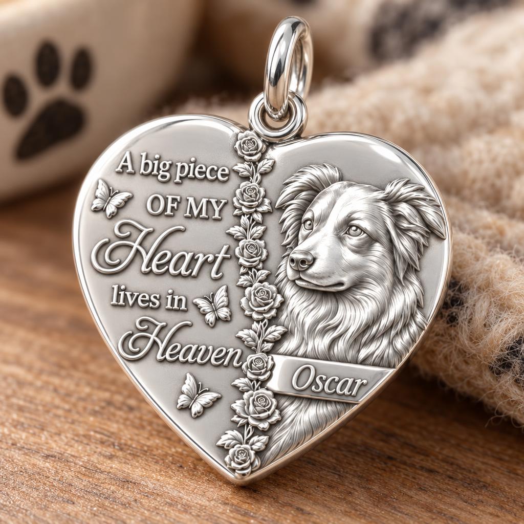 Heart in Heaven Charm Bracelet – Personalized Dog Mom Gift – macro detail of the charm
