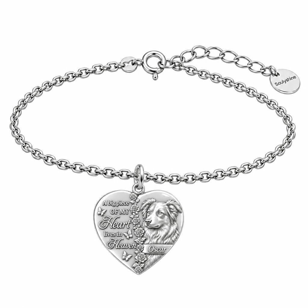 Heart in Heaven Memorial Charm Bracelet Set – silver, front view