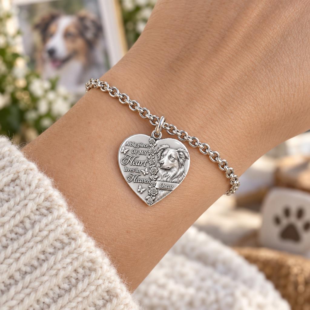 Heart in Heaven Memorial Charm Bracelet Set – worn / in use