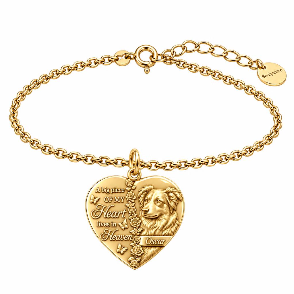 Heart in Heaven Memorial Charm Bracelet Set – 18K gold, front view