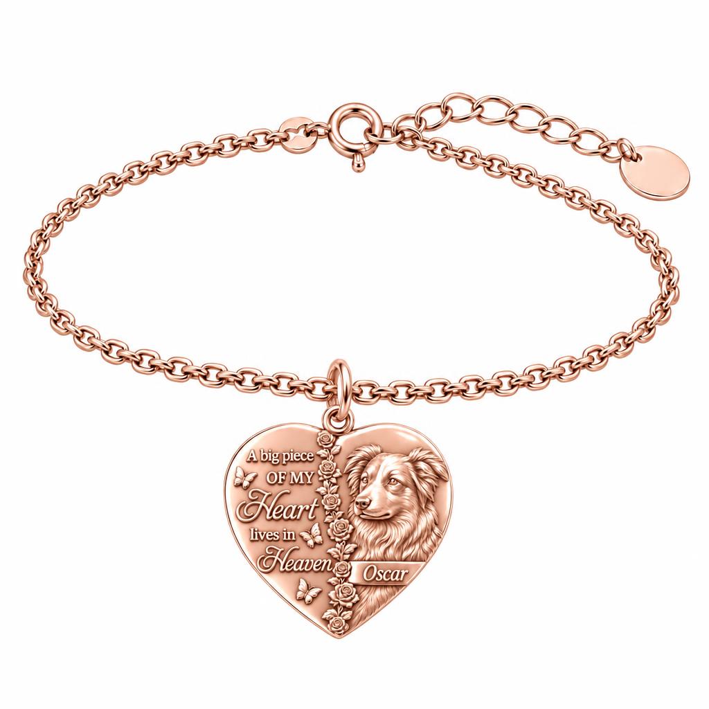 Heart in Heaven Memorial Charm Bracelet Set – rose gold, front view