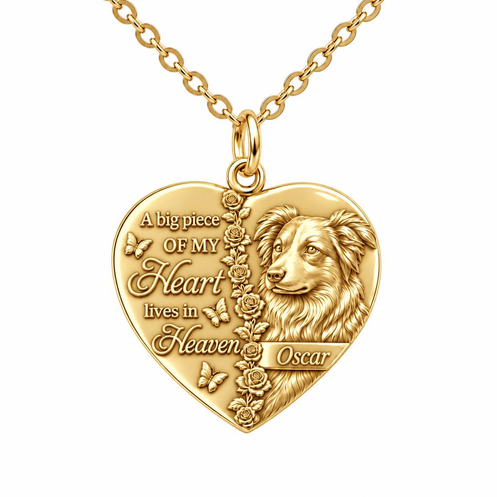 Heart in Heaven Memorial Charm Necklace Set – 18K gold, front view