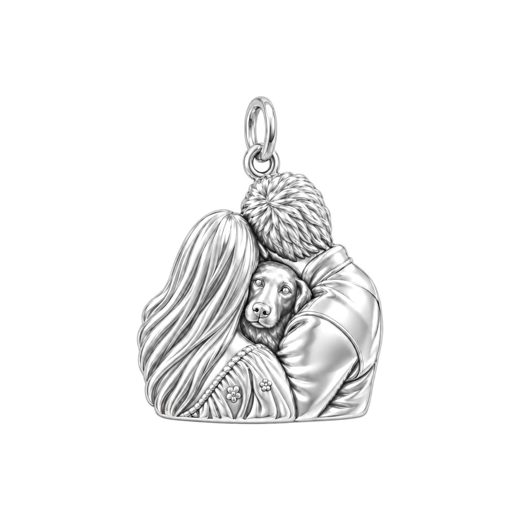 Heart of the Family Charm Bracelet – Personalized Couple Gift – silver charm, front view