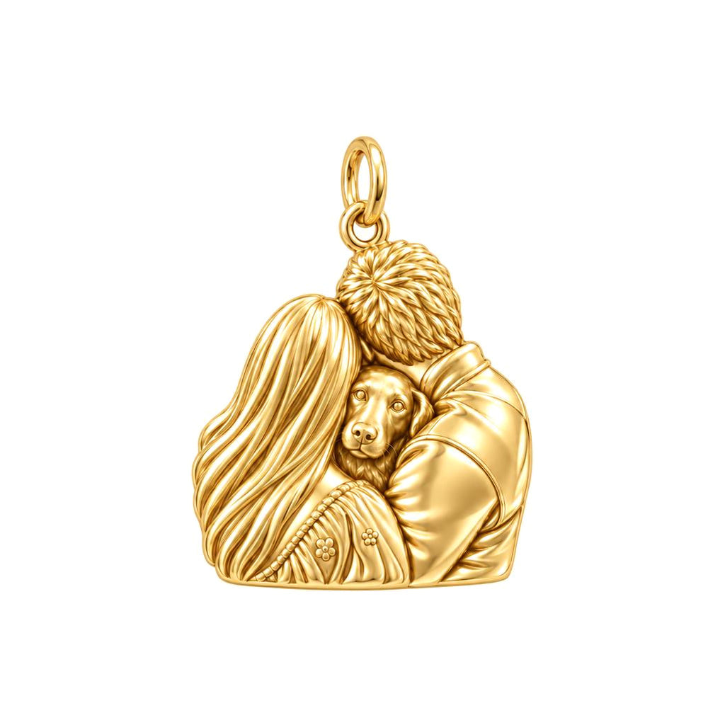 Heart of the Family Charm Bracelet – Personalized Couple Gift – 18K gold charm, front view