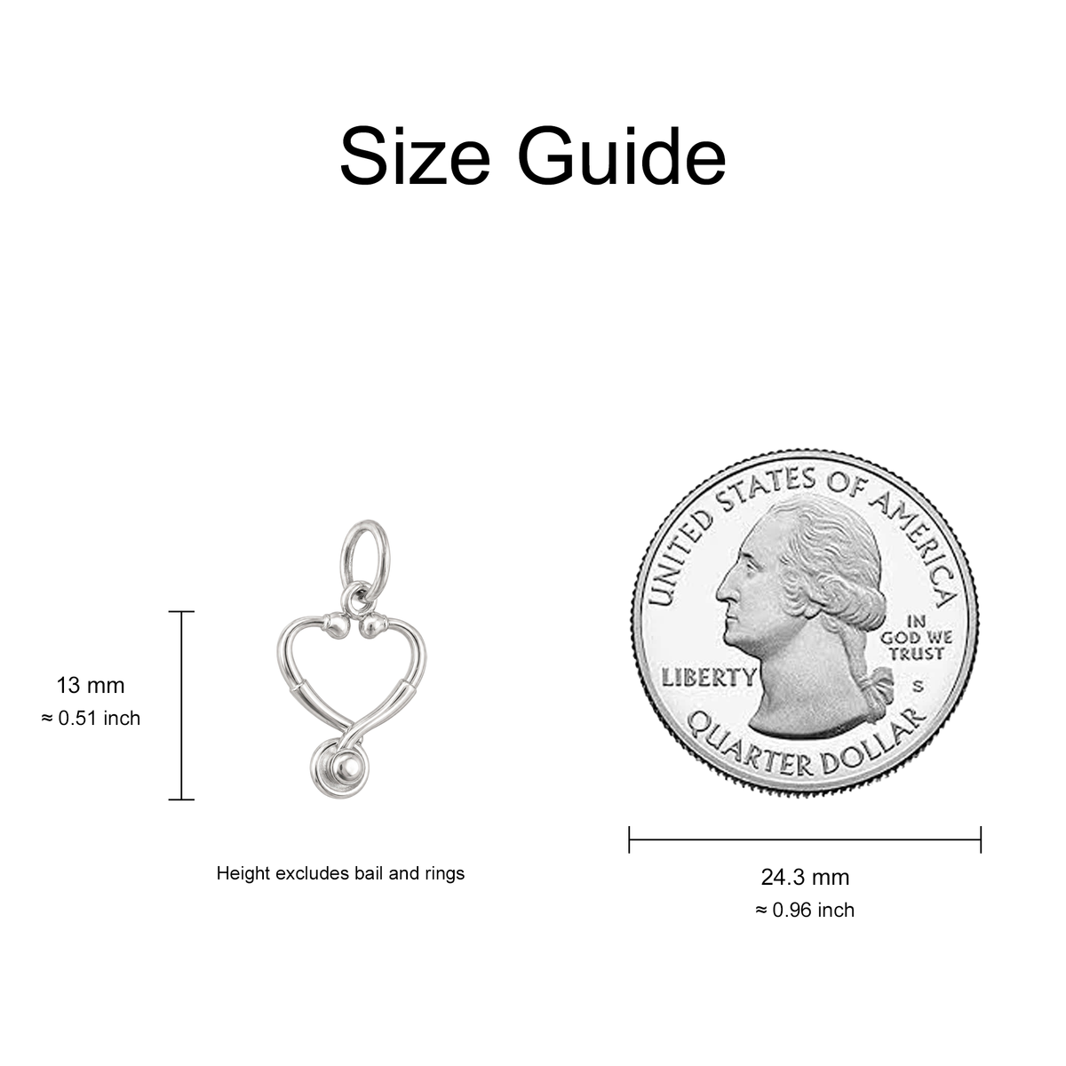 Heart-Shaped Stethoscope Charm — Size Guide — 13 mm body excluding bail and rings — 50-works-silver-20260916-16