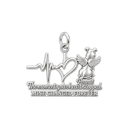 Heartbeat Angel Pet Charm Bracelet – Personalized Dog Mom Gift – silver plated 3 cm charm, front view