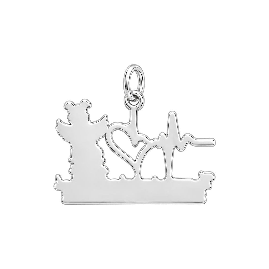 Heartbeat Angel Pet Charm Bracelet – Personalized Dog Mom Gift – back of the charm, engraving area