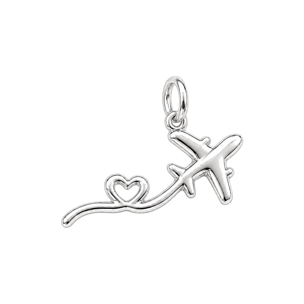 Heartfelt Flight Path Charm Bracelet – Personalized Traveler Gift – silver charm, front view