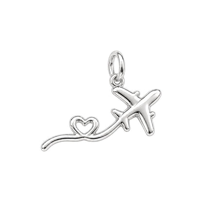Heartfelt Flight Path Charm Bracelet – Personalized Traveler Gift – silver charm, front view