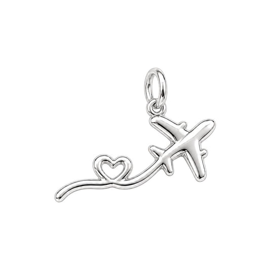 Heartfelt Flight Path Charm Bracelet – Personalized Traveler Gift – silver charm, front view