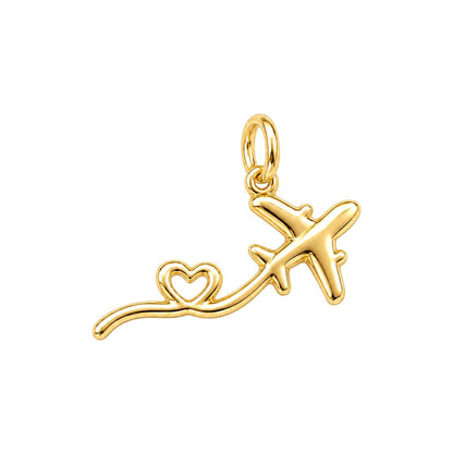 Heartfelt Flight Path Charm Bracelet – Personalized Traveler Gift – 18K gold charm, front view