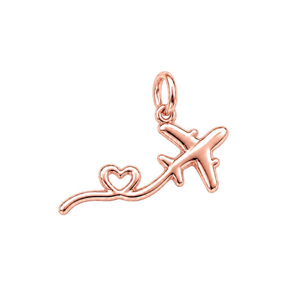 Heartfelt Flight Path Charm Bracelet – Personalized Traveler Gift – rose gold charm, front view