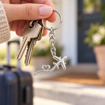 Heartfelt Flight Path Charm Keychain – worn / in use