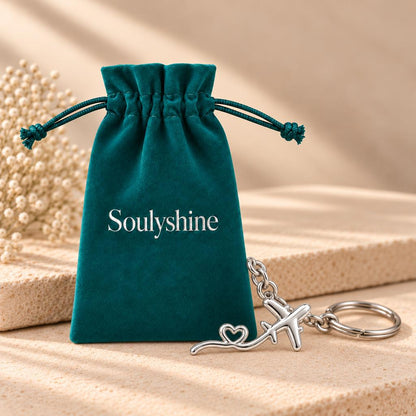 Heartfelt Flight Path Charm Keychain – Soulyshine velvet gift pouch
