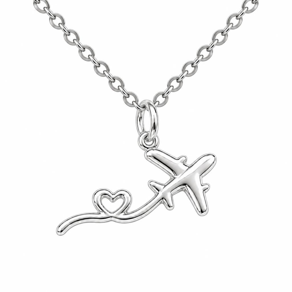 Heartfelt Flight Path Charm Necklace Set – silver, front view