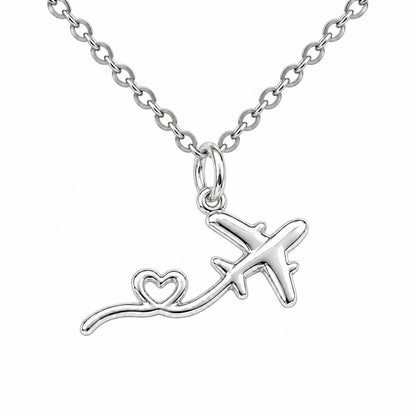 Heartfelt Flight Path Charm Necklace Set – silver, front view