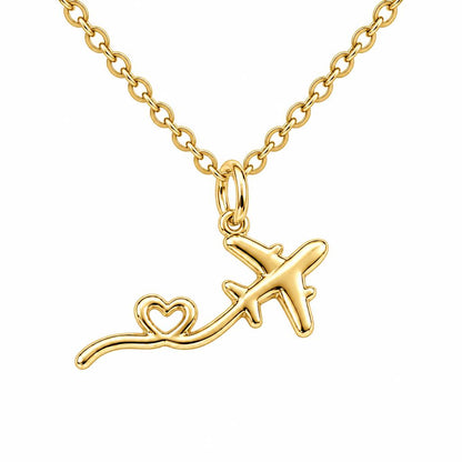 Heartfelt Flight Path Charm Necklace Set – 18K gold, front view