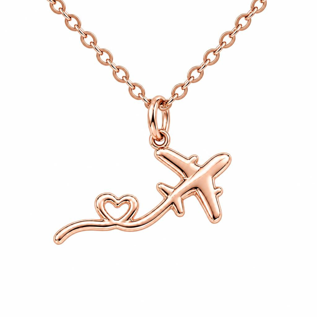 Heartfelt Flight Path Charm Necklace Set – rose gold, front view