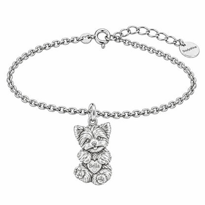 Heartfelt Fluffy Best Friend Charm Bracelet Set – silver, front view